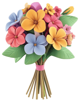 Vibrant floral bouquet of pastel colored flowers. png