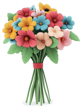 Vibrant flower bouquet with a variety of colors. png