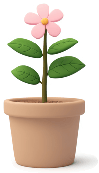 A cartoonish potted flower with vibrant colors. png