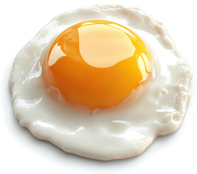 Fried egg with runny yolk, close-up. png