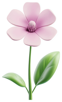Delicate light pink flower with verdant leaves. png