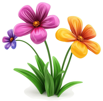 Vibrant blossoms and lush greenery create a cheerful spring scene. png