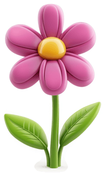 Vibrant cartoon flower illustration against a plain background. png