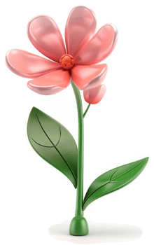 Vibrant, stylized pink flower with bold, graphic design. png