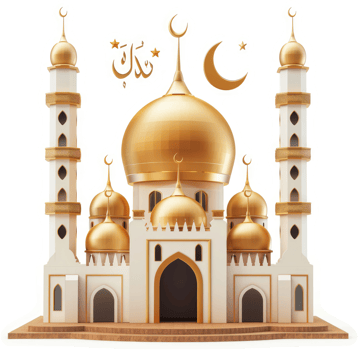 Golden domes and minarets of a beautiful mosque. png