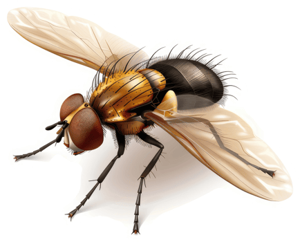 Detailed illustration of a colorful, winged insect. png