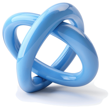 Intertwined, glossy blue rings form a complex, abstract design. png