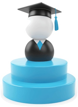 Graduation ceremony representation on a pedestal. png