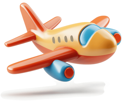 Colorful cartoon jet plane illustration. png