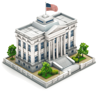 Iconic american government building, a stylized depiction. png