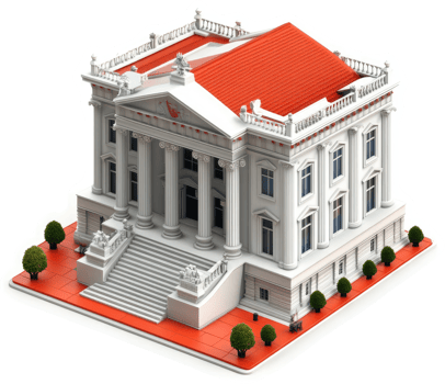 Detailed model of a classical courthouse building. png