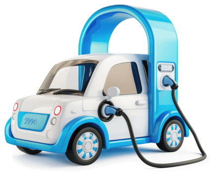 Electric vehicle charging station depicted in a modern design. png