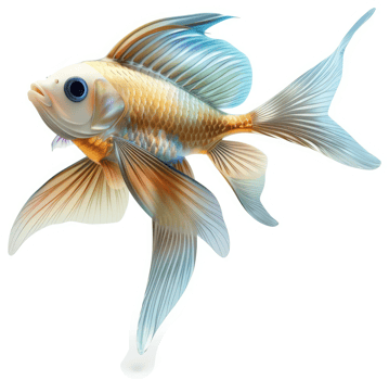 Vibrant, colorful fish with delicate fins. png