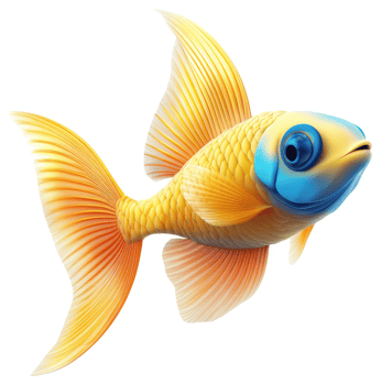 Vivid illustration of a golden fish with vibrant colors. png