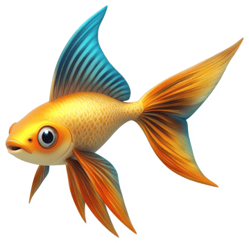 Vibrant goldfish with large, colorful fins. png