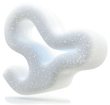 Abstract, stylized, white foam sculpture floats in the air. png