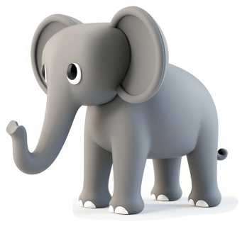 Cartoon elephant in a neutral pose. png