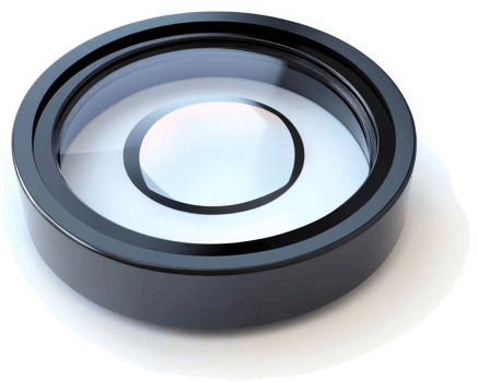 Circular optical lens with dark frame. png