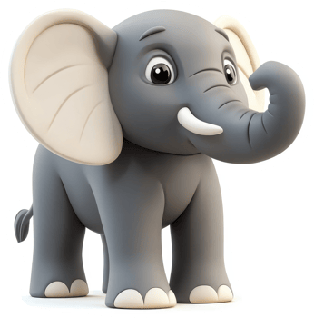 Cheerful cartoon elephant illustration. png