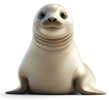 Cute cartoon seal, displayed in front view. png