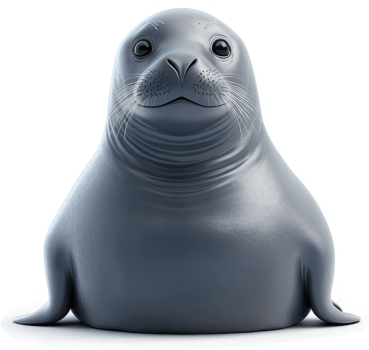 Friendly gray seal, depicted in 3D. png