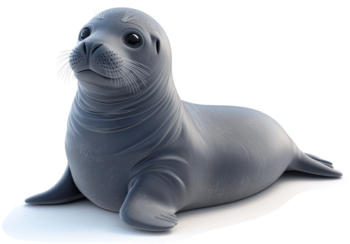 Digital rendering of a baby harp seal. png