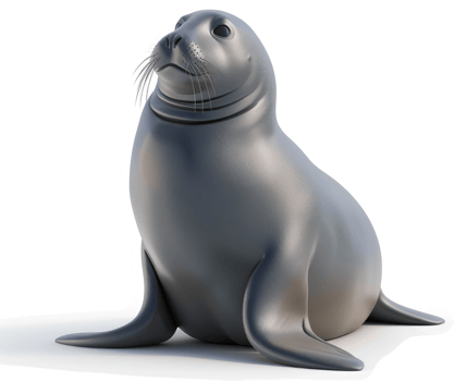 Gray Seal in a Three-Dimensional Rendering. png