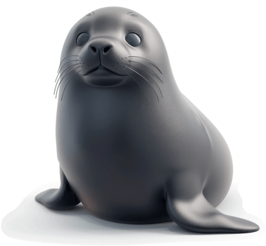 3D rendered image of a playful baby seal. png