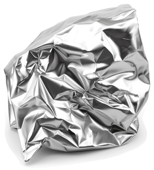 Crinkled aluminum foil package discarded. png
