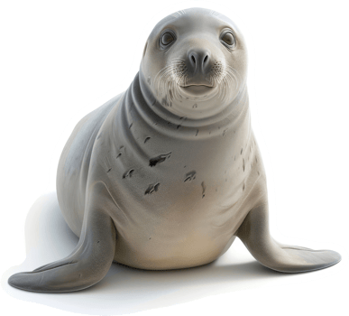 Gray seal pup in a studio setting. png