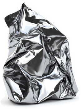 Crumpled metallic foil sculpture. png
