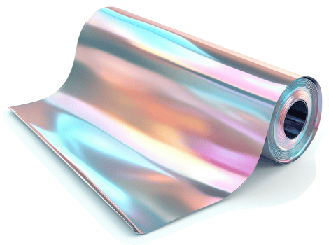 Rolled iridescent metallic sheet material. png