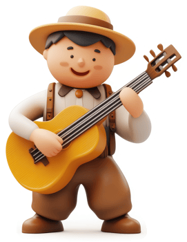 Cartoon character plays an acoustic guitar. png