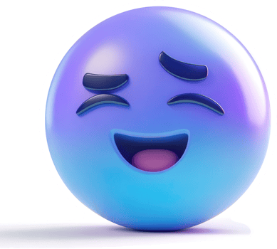 Exuberant, amused emoticon in vibrant blue. png