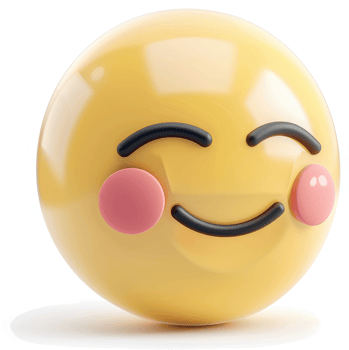 Smiling emoji with rosy cheeks, expressing affection. png