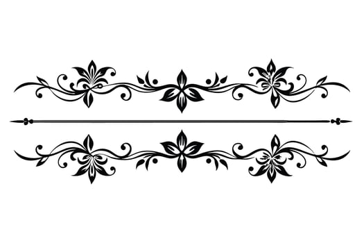 Elegant Black Floral Swirls Divider Ornate Decorative Design for Wedding Invitations, Cards, and Elegant Stationery vector