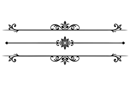Elegant Black and White Floral Decorative Dividers Three Ornate Line Separators for Vintage Designs, Classic Invitations, and Romantic Projects vector