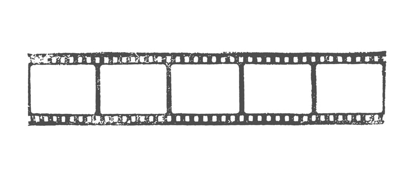 Old grunge film long strip, vintage film roll frame, movie or photo frames, vintage frame, imprint, stamp. Isolated on white background. vector