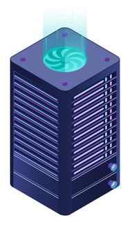 Isometric futuristic server. Isometric database. Abstract blockchain. Computer storage. Cloud storage. Isometric, vector