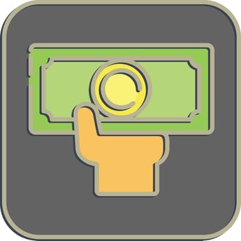 Icon cash. Cashless society elements. Icon in embossed style. vector