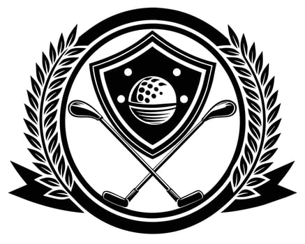 Vintage Golf Crest Design in Black and White vector