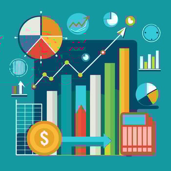 Professional Financial Growth Chart Colorful Data Visualization with Upward Trend and Profit Icons. vector