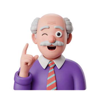Cartoon man winking with finger up, wearing a tie and purple shirt character png