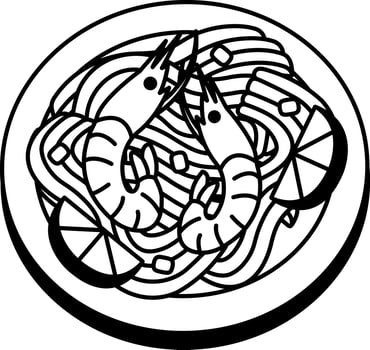 black and white illustration icon of Pad Thai vector