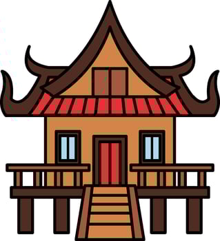 single icon of traditional thai house vector