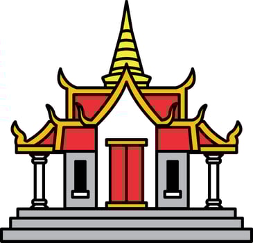 single icon of Thai temple chapel vector