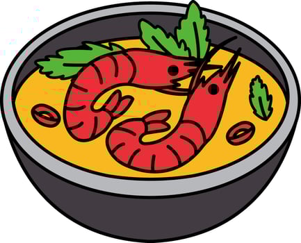illustration icon of tom yum kung vector
