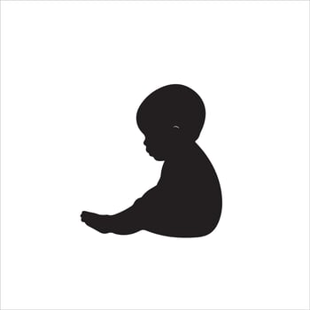 A silhouette of a baby sitting down vector