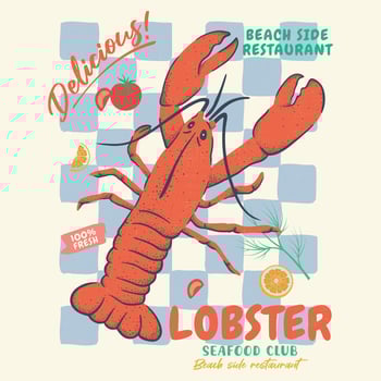 Lobster Seafood design. Lemon, Tomato, Stay salty. Fish vintage artwork. Lobster fish artwork for t shirt print , poster and other uses. vector