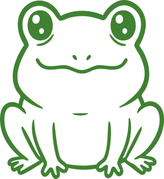 Adorable green frog cartoon illustration featuring a simple outline and happy expression it's great for children's themes and nature projects. png